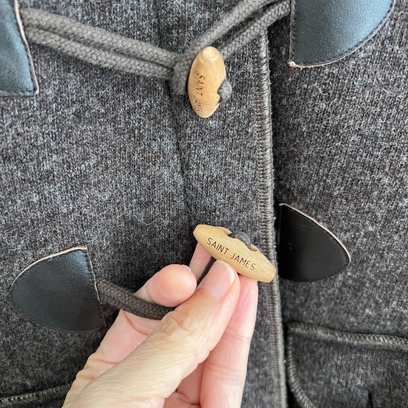Saint James Wool Toggle Zip Jacket Brown Size Small Made in France - Picture 4 of 11